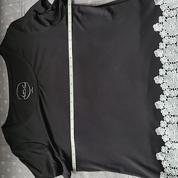 INC Black Knit Top trimmed in Lace - Picture 6 of 7